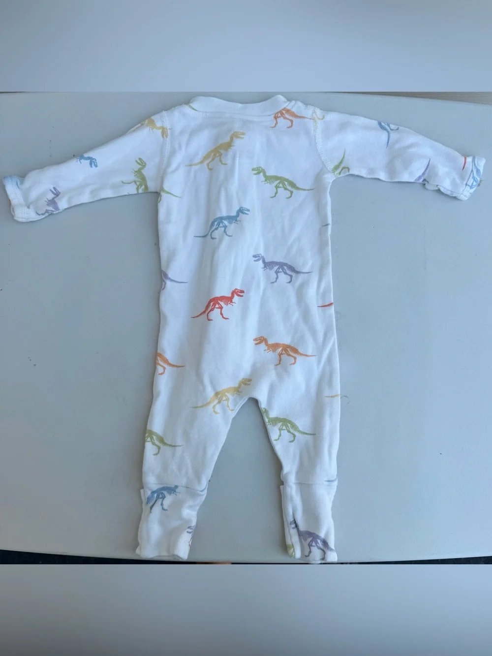 Monica + Andy Newborn Organic Zip Footie Pajama Rainbow Dinosaur Skeleton Print - Picture 3 of 3